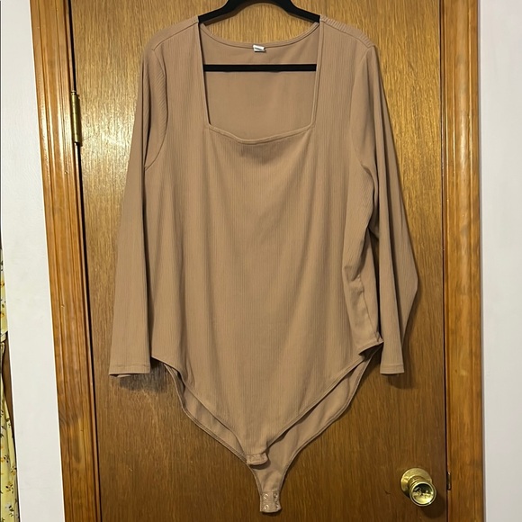 Old Navy Tops - Old Navy Tan Square Neck Long Sleeve Bodysuit Size 4X